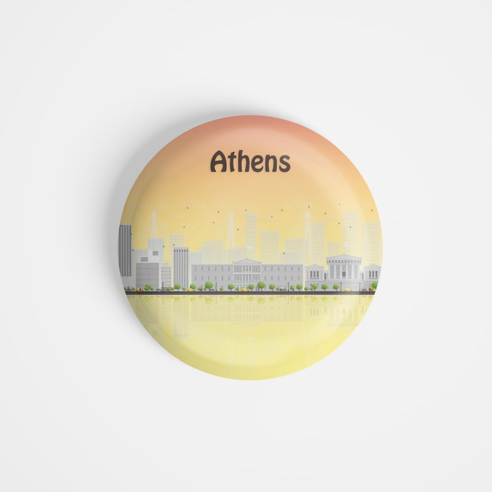 dhcrafts Round Fridge Magnet Multicolour Places Athens Capital City Of Greece Glossy Finish Design Pack of 1 (75 mm)
